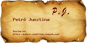 Petró Jusztina névjegykártya