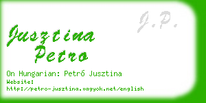 jusztina petro business card